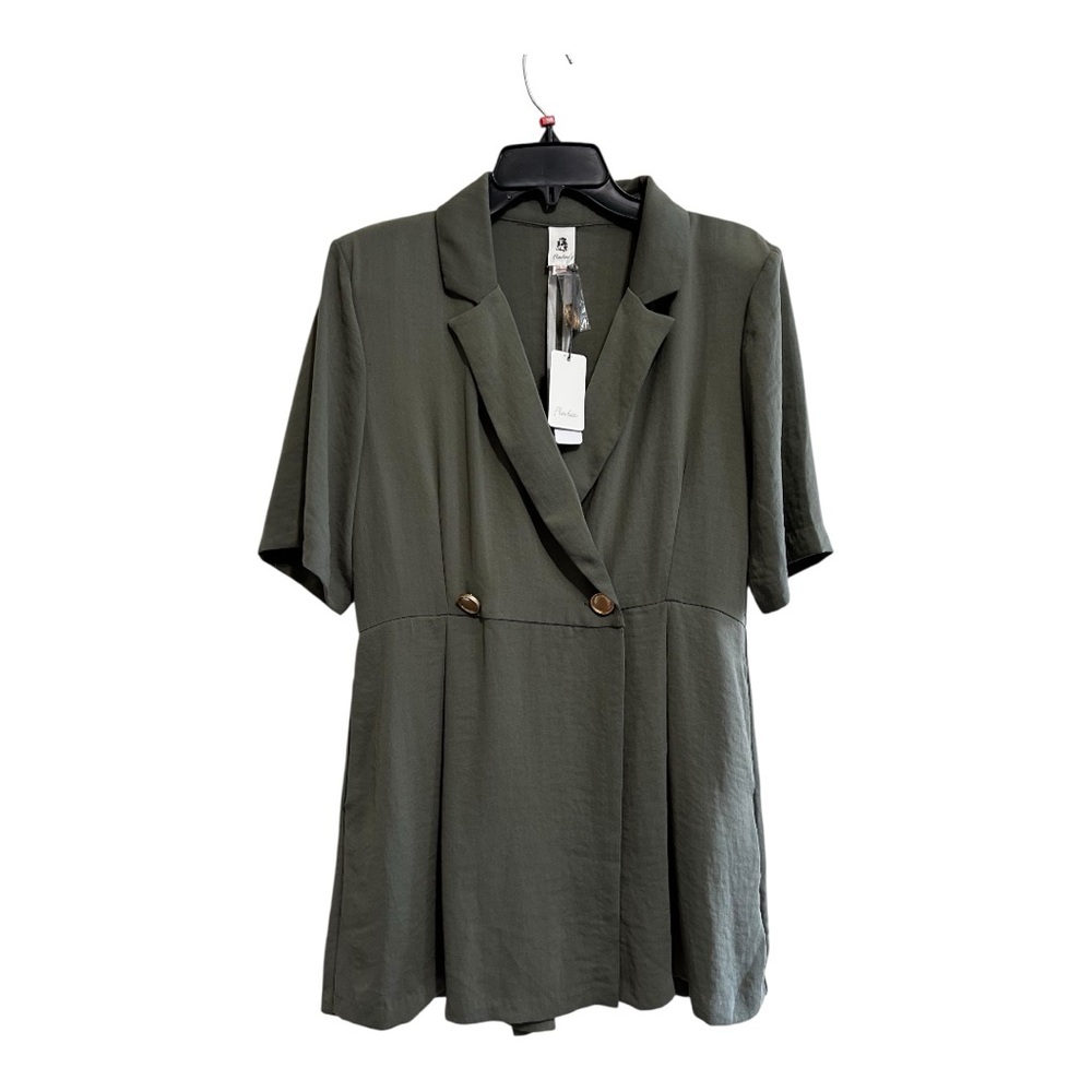 Flawless Green Khaki Short Romper Olive Green